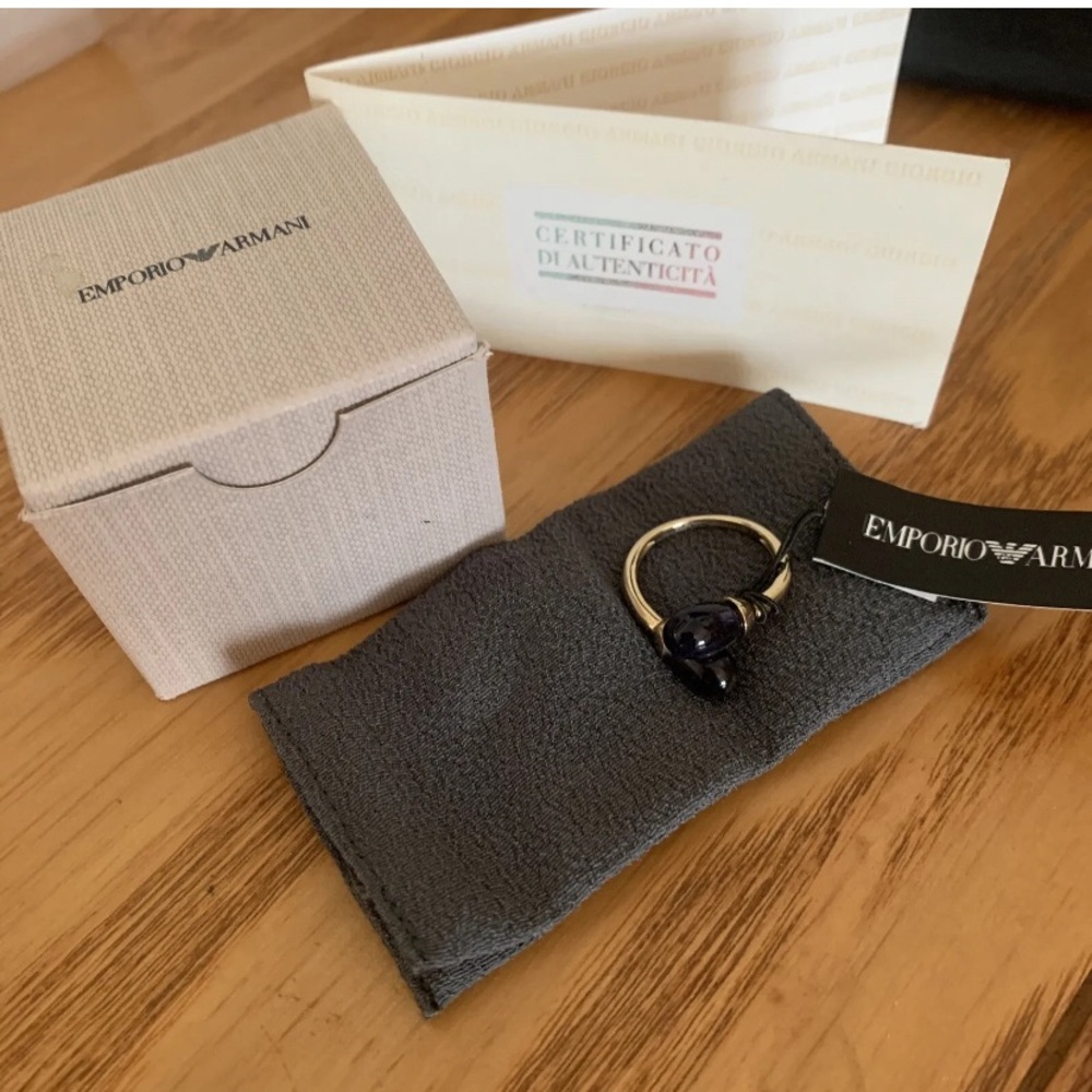 14k solid gold rare Emporio Armani statement ring w box & coa